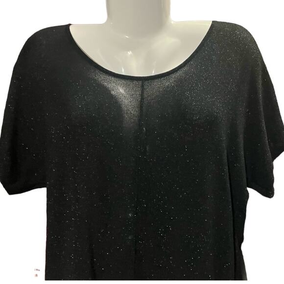 Old Navy Women's Black w/ Metallic Threading Short Sleeve Knit Sweater | Size M - Picture 4 of 7